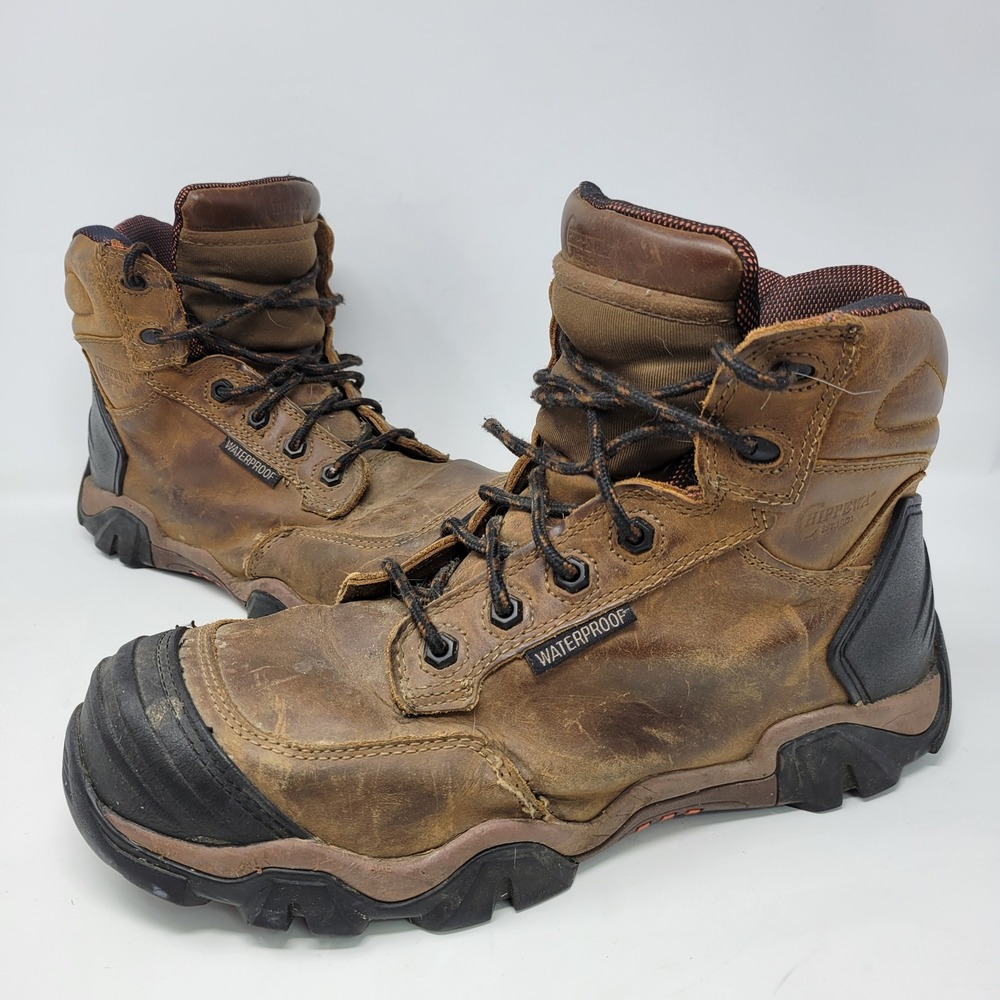 Chippewa AE5003 Waterproof Steel Toe Work‎ Boots Mens Size 10.5 W Brown Leather